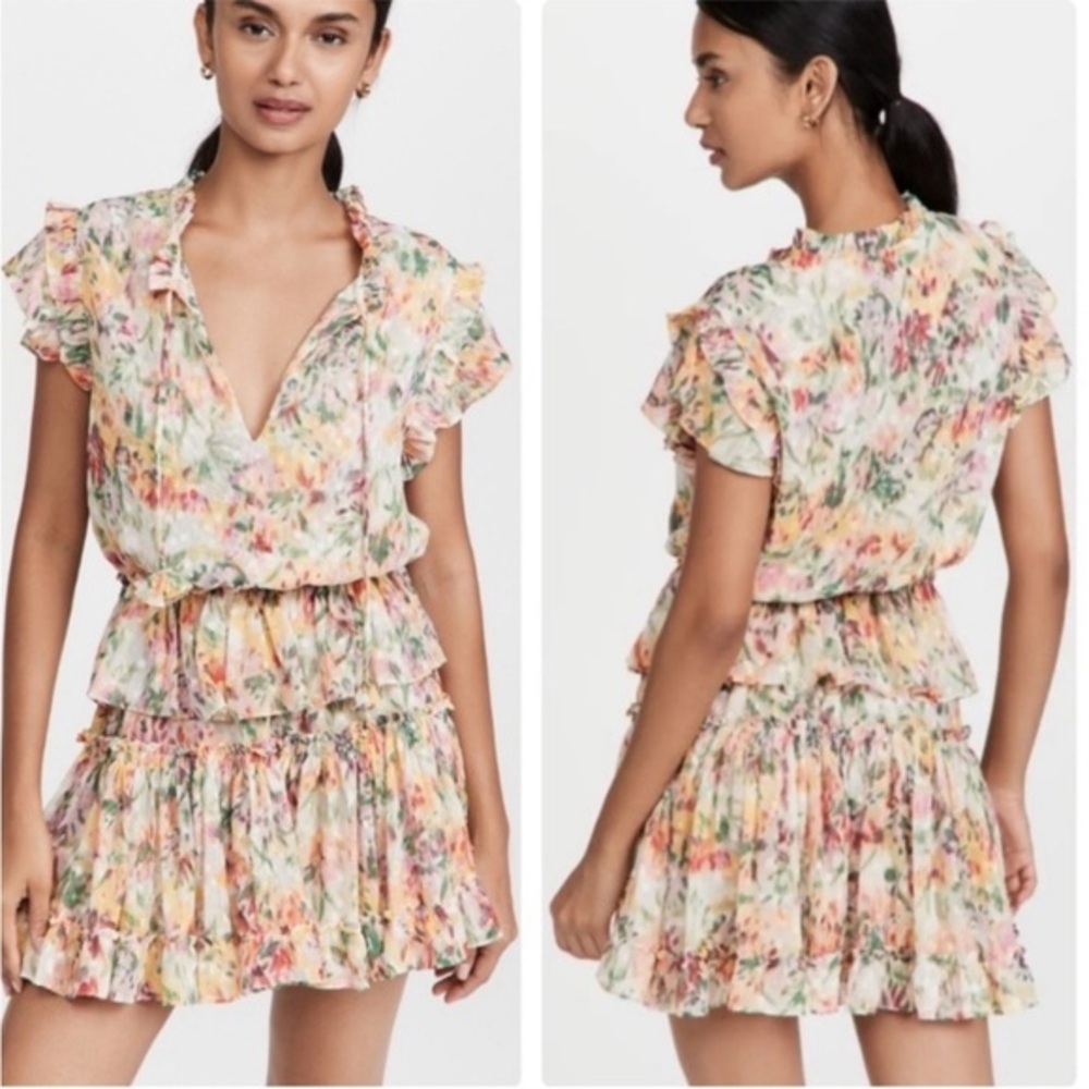Misa Los Angeles Dress Lilian Mini Ruffle Tiered in Bahara Floral
